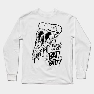 death slice bat butt skeleton creepy dead animation food pizza cream mozzarella art cool love Long Sleeve T-Shirt
